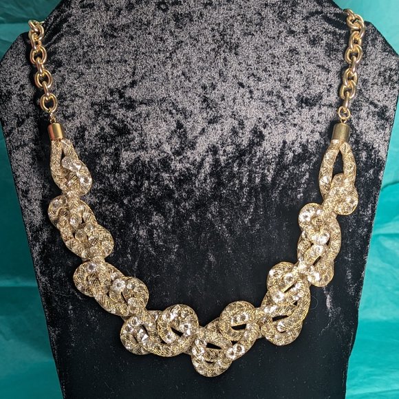 Aldo necklace snake twisted golden filet filled with crystal like beads vintage - Picture 1 of 3